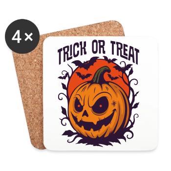 Citrouille effrayante lanterne Halloween Design - Dessous de verre (lot de 4) - blanc - Devant