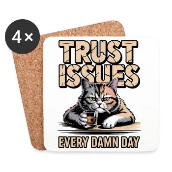 Trust Issues Cat - Coasters (set of 4) - white - Front
