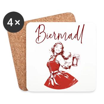 Biermadl, fête de la boisson, tente à bière dirndl, fête folklorique, bière - Dessous de verre (lot de 4) - blanc - Devant