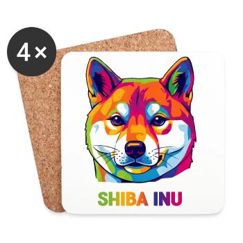 Shiba Inu Pop Art – colorful portrait for dog fans - Coasters (set of 4) - white - Front
