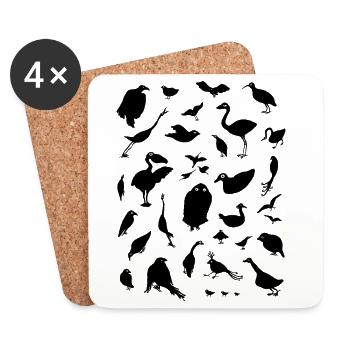 oiseaux - Dessous de verre (lot de 4) - blanc - Devant