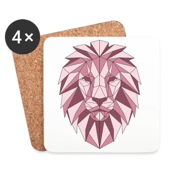 Tête de lion géométrique dans des tons pastel - Dessous de verre (lot de 4) - blanc - Devant