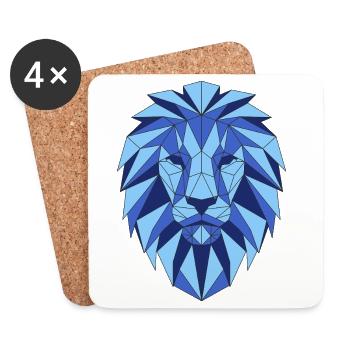 Geometric lion head in shades of blue - Coasters (set of 4) - white - Front