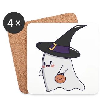 Süßer Geist – Halloween Kawaii 🎃👻 - Untersetzer (4er-Set) - Weiß - Vorne