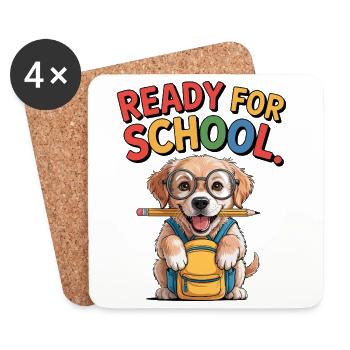 School Pup - Coasters (set of 4) - white - Front