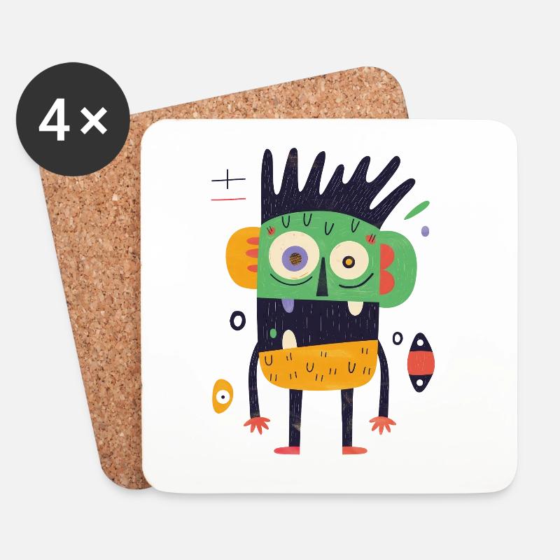 Buntes verrücktes Monster - Untersetzer (4er-Set) - Weiß