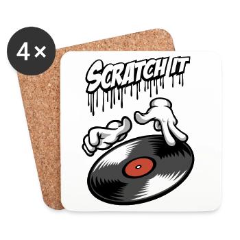 Hip-Hop-Platten- und Cartoon-Hände - Untersetzer (4er-Set) - Weiß - Vorne