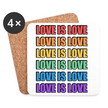 Rainbow Love Is Love LGBT Pride Merch - Untersetzer (4er-Set) - Weiß - Vorne