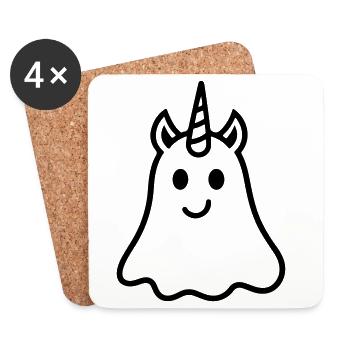 Licorne fantôme - Dessous de verre (lot de 4) - blanc - Devant