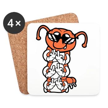 Lunettes de soleil Caterpillar avec doigt d'honneur et insulte cool - Dessous de verre (lot de 4) - blanc - Devant