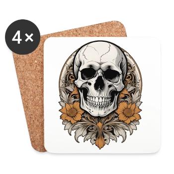 Skull - Untersetzer (4er-Set) - Weiß - Vorne