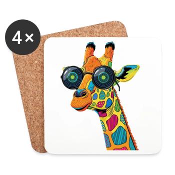Bunte Giraffe mit Sonnenbrille - Untersetzer (4er-Set) - Weiß - Vorne