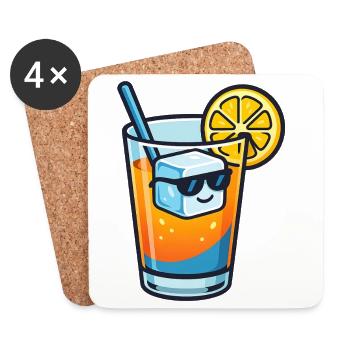 Limonensommer mit Eiswürfel und Sonnenbrille - Coasters (set of 4) - white - Front