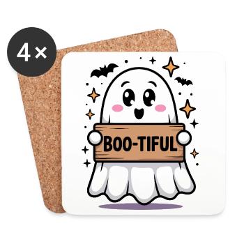 Cute Ghost Halloween Print - Coasters (set of 4) - white - Front