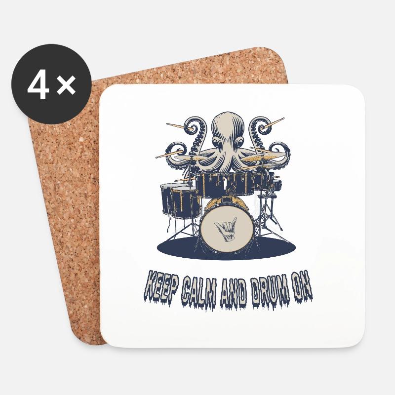 Keep Calm and Drum On - Untersetzer (4er-Set) - Weiß