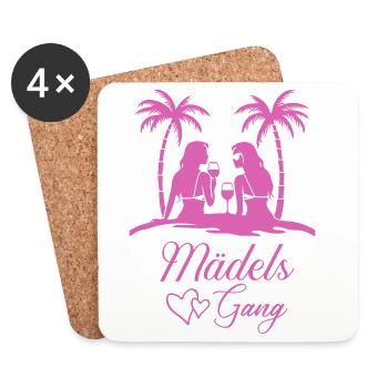 filles gang plage illustration - Dessous de verre (lot de 4) - blanc - Devant