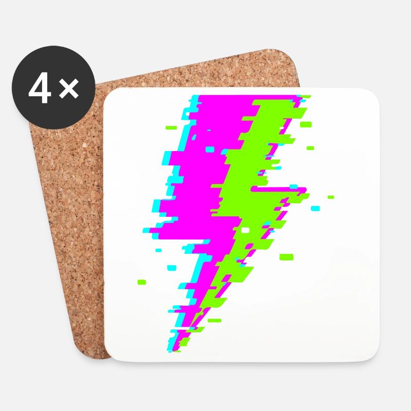 Psychedelic Digital Beam - Coasters (set of 4) - white