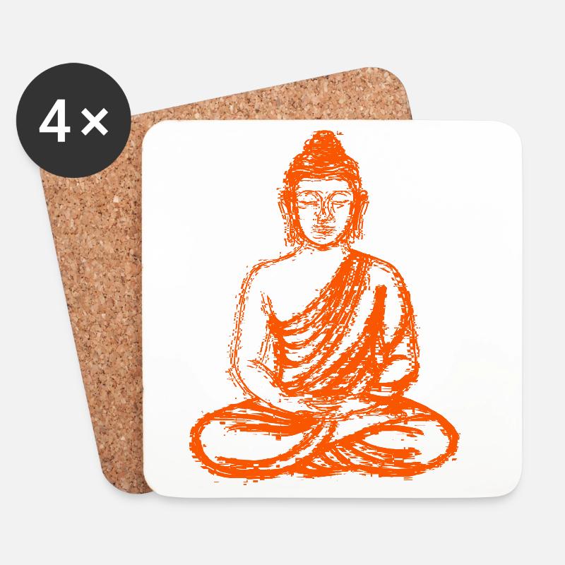 Buddha – Neon Glitch Spiritual Art - Untersetzer (4er-Set) - Weiß