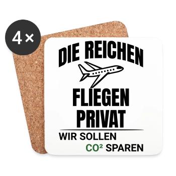 Abstract CO2 Climate Protection Design - Coasters (set of 4) - white - Front