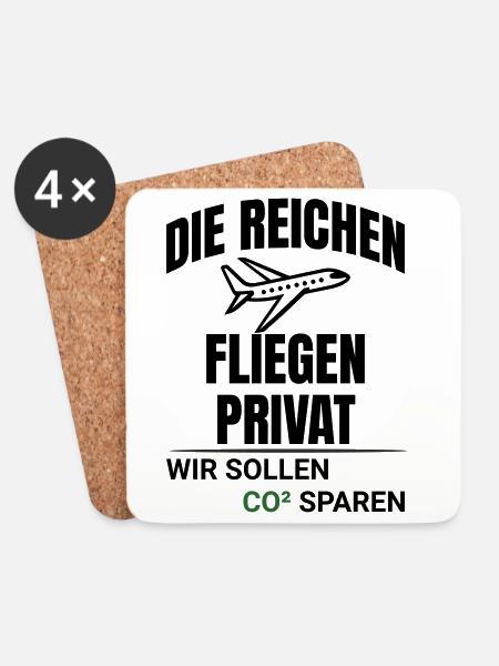 Abstraktes CO2 Klimaschutz Design - Untersetzer (4er-Set) - Weiß