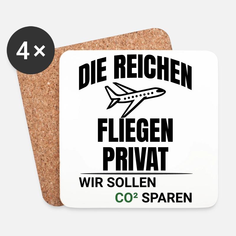 Abstraktes CO2 Klimaschutz Design - Untersetzer (4er-Set) - Weiß
