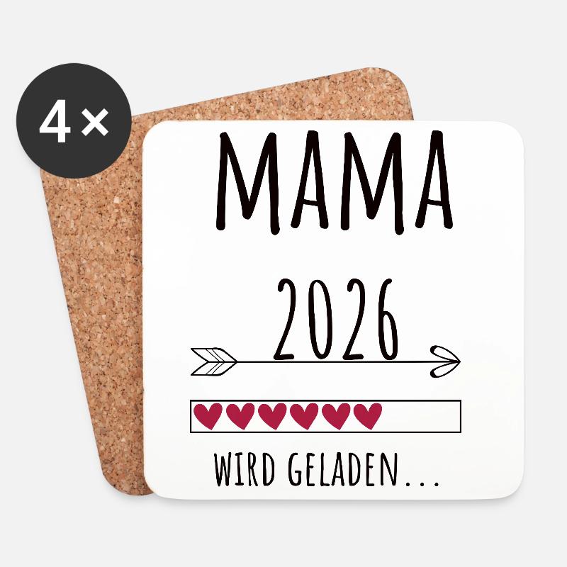 Werdende Mama 2026 Geschenk Schwangerschaft - Untersetzer (4er-Set) - Weiß