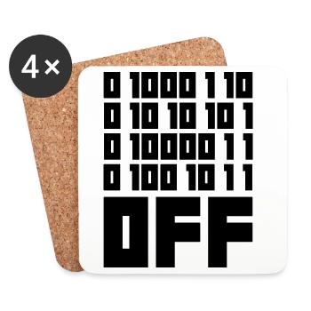 Binary Code F**k OFF – Humour Nerd & Geek Code - Dessous de verre (lot de 4) - blanc - Devant