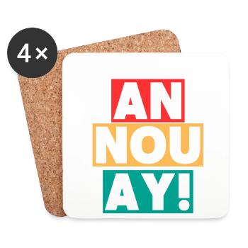 T-shirt créole « Pa ni pwoblèm » - Dessous de verre (lot de 4) - blanc - Devant