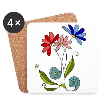Fleur - Dessous de verre (lot de 4) - blanc - Devant