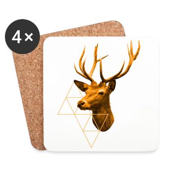 Cerf doré - Dessous de verre (lot de 4) - blanc - Devant