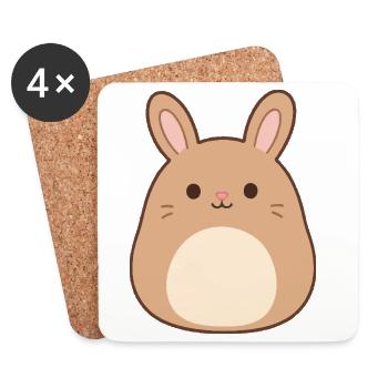 Cute Bunny Cartoon Print - Coasters (set of 4) - white - Front