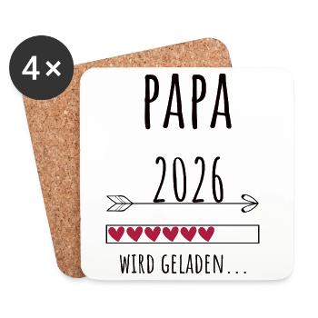 Werdender Papa 2026 Geschenk Schwangerschaft - Untersetzer (4er-Set) - Weiß - Vorne
