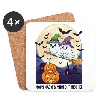 Moon Magic & Midnight Mischef - Untersetzer (4er-Set) - Weiß - Vorne