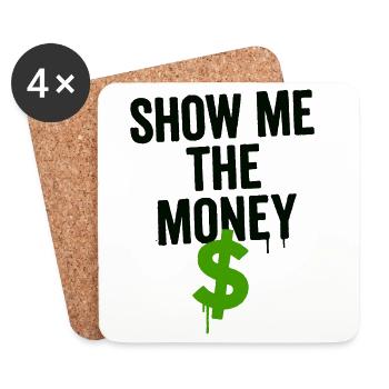 Motif financier humoristique avec signe de dollar - Dessous de verre (lot de 4) - blanc - Devant