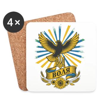 Ukraine Freedom Crest Dove Sunflowers - Coasters (set of 4) - white - Front