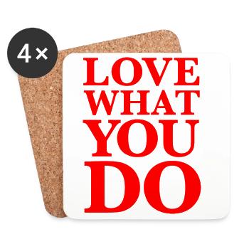 Aimez ce que vous faites - Motivation Typographie Rouge - Dessous de verre (lot de 4) - blanc - Devant