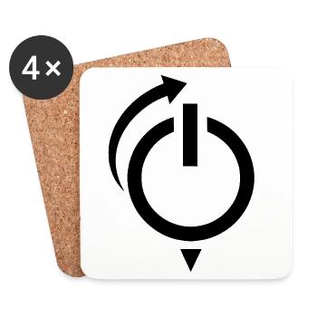 Netzschalter Neustart-Logo - Untersetzer (4er-Set) - Weiß - Vorne