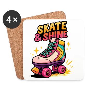 Skate & Shine Neon Roller - Untersetzer (4er-Set) - Weiß - Vorne