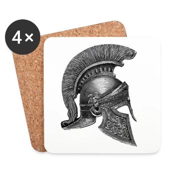 Corinthian helmet – Antique engraving - Coasters (set of 4) - white - Front
