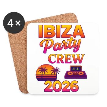 Équipe de fête à Ibiza 2026 - Dessous de verre (lot de 4) - blanc - Devant