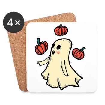 Cuddly spirit with pumpkins - Coasters (set of 4) - white - Front