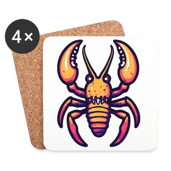 Homard Crabe Halloween Bande Dessinée Drôle - Dessous de verre (lot de 4) - blanc - Devant