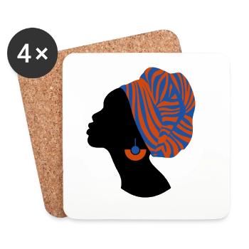 Femme Africaine Design Traditionnel Afrique - Dessous de verre (lot de 4) - blanc - Devant
