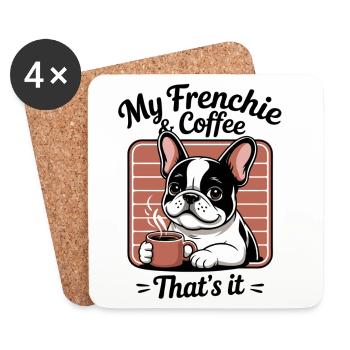 Frenchie Französische Bulldogge Cartoon - Untersetzer (4er-Set) - Weiß - Vorne