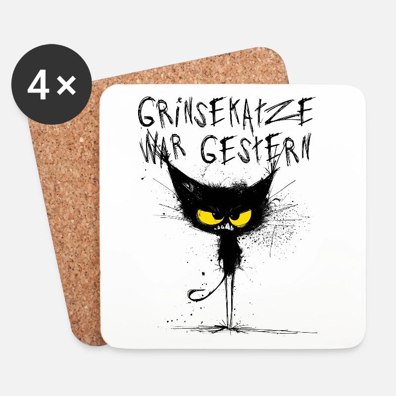Grimmige Katze - Grinsekatze war gestern - Untersetzer (4er-Set) - Weiß