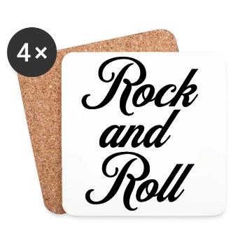 Conception de logo de typographie cursive Rock and Roll - Dessous de verre (lot de 4) - blanc - Devant