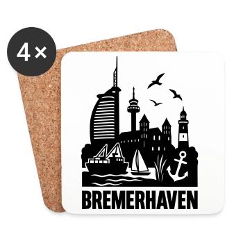 Bremerhaven Silhouette Skyline - Untersetzer (4er-Set) - Weiß - Vorne