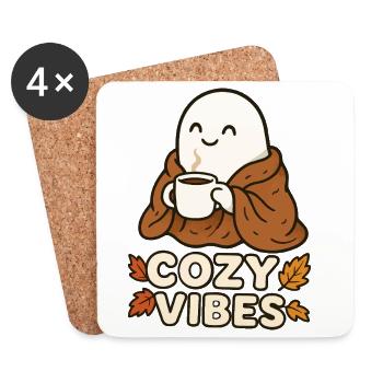Cozy Vibes Ghost with Mug - Untersetzer (4er-Set) - Weiß - Vorne