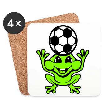 Frog Soccer Header Ball Playing Toad - Coasters (set of 4) - white - Front