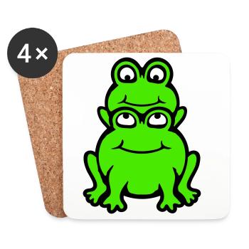 Frosch Kind Familie Papa Mama Huckepack Vatertag - Untersetzer (4er-Set) - Weiß - Vorne